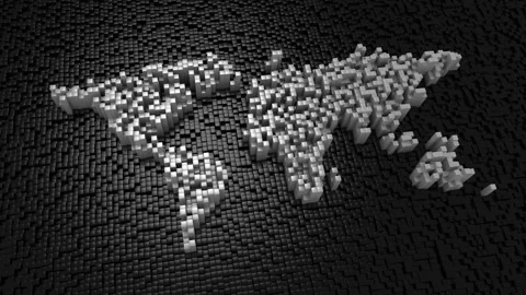 Cubes Formed A World Map Stock Footage 88283915