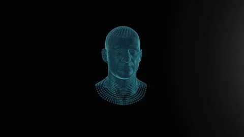 Cubes forming human head, illustrating Artificial Intelligence Stock Footage 331068058