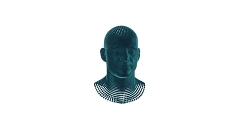 Cubes forming human head, illustrating Artificial Intelligence, against whit Stock Footage 344365886