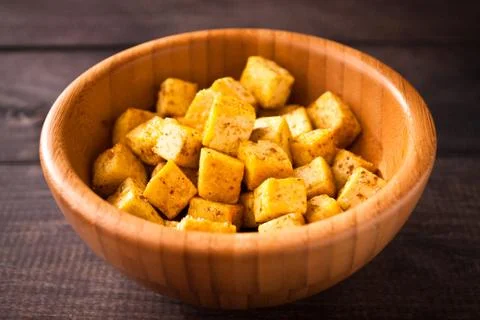 Cubes of fried tofu Stock Photos