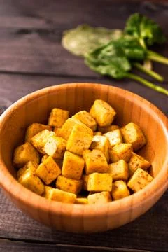 Cubes of fried tofu 库存照片