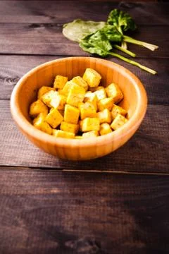 Cubes of fried tofu Stock Photos