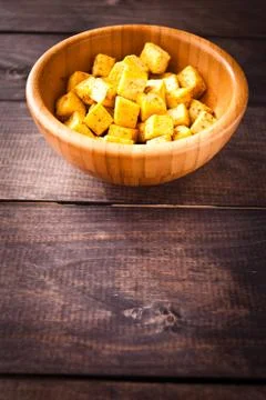 Cubes of fried tofu Stock Photos