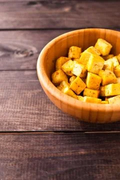 Cubes of fried tofu Stock Photos