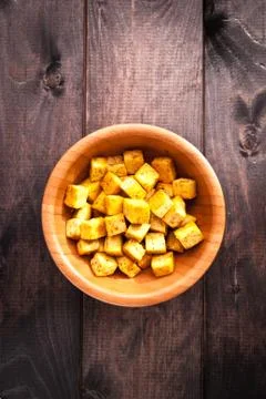 Cubes of fried tofu Stock Photos