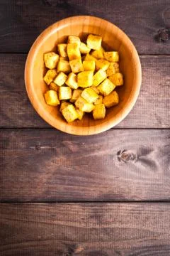 Cubes of fried tofu Stock Photos