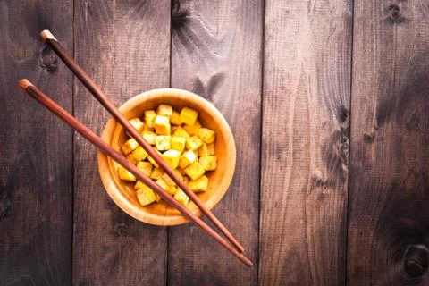 Cubes of fried tofu Stock Photos