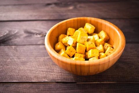 Cubes of fried tofu Stock Photos