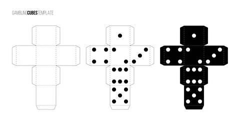 Cubes for gambling paper template set. Casino craps and playing games vector Stock Illustration