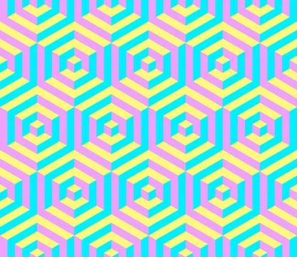 Cubes. Geometric seamless 3D pattern. Optical illusions. Wrapping. Stock Illustration