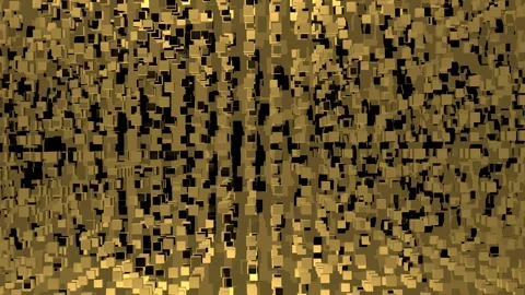 Cubes geometric square figures of yellow-gold color,animation.3D render Stock Footage 303649235