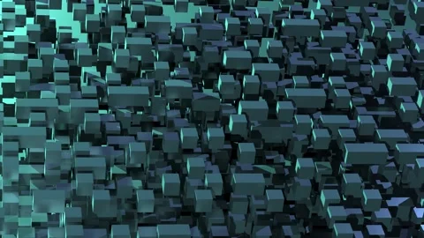 Cubes geometric square shapes of green color,animation.3D render Stock Footage 303649292