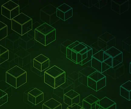 Cubes gree background Stock Illustration
