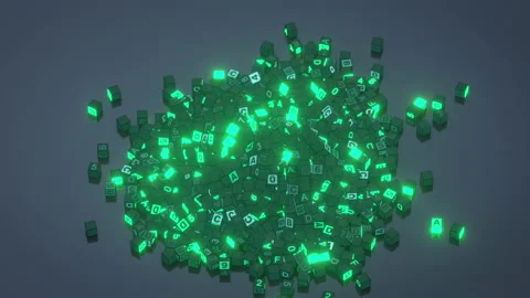 Cubes with hexadecimal code 3D render animation Stock Footage 164788971