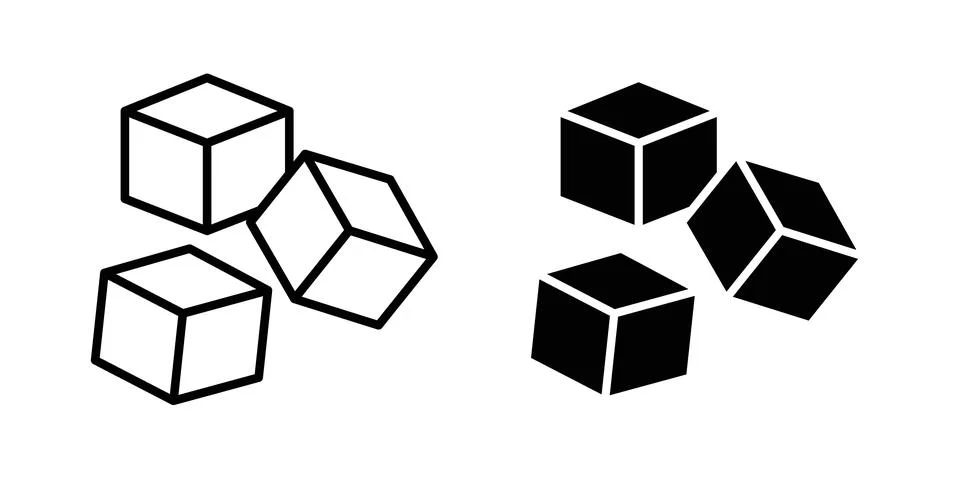 Cubes icon silhouette vector set. thin line pack Stock Illustration