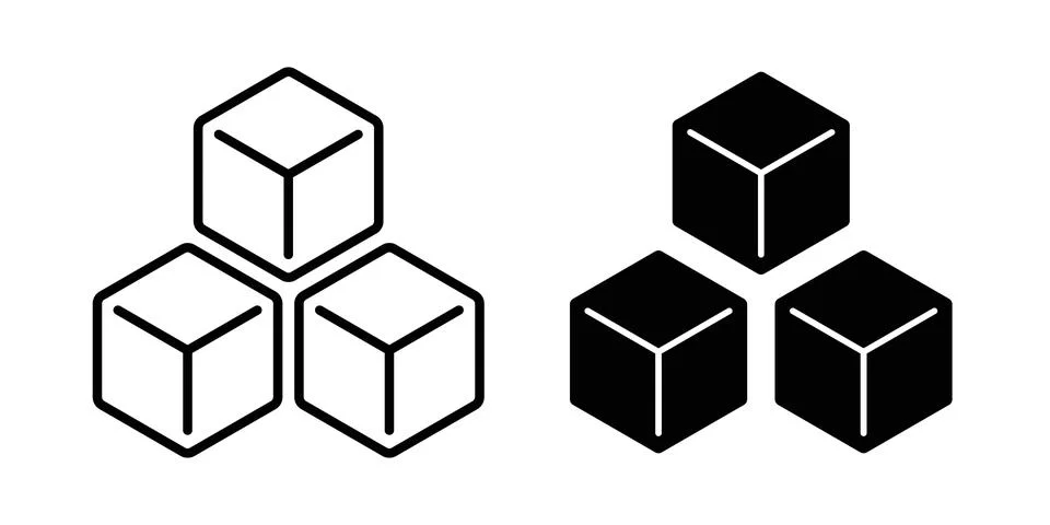 Cubes icon symbol. Flat and Stroke Vector illustration Illustrazione stock