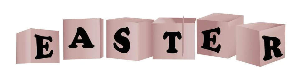 Cubes with the inscription Easter. Element Isolated On A White Background. Stock Illustration