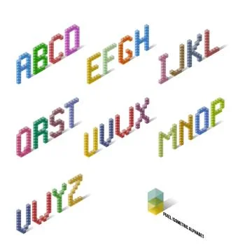 Cubes Isometric Perspective Alphabet Stock Illustration
