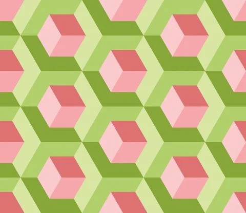 Cubes in isometric projection. Geometric seamless pattern. Vector illustratio Stock Illustration