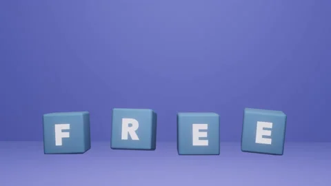 Cubes labeled FREE, fall down into 3D space Stock Footage 205504376