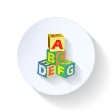 Cubes with letters flat icon Stock Illustration