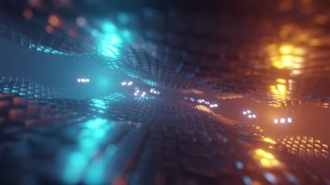 Cubes Loop in blue and orange Stock Footage 253587110