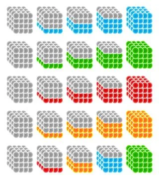 Cubes made from spheres as progress or level indicators. Steps, phases, stage イラスト素材