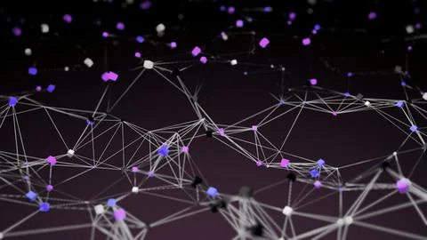 Cubes move in waves in chain. Design. Chains moving in waves with 3d cubes Stock Illustration