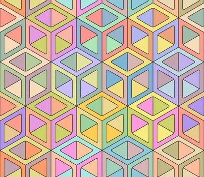 Cubes. Multicolor seamless 3D pattern. Optical illusions. Op Art. Stock Illustration