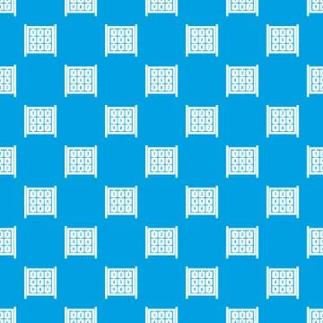Cubes with numbers on playground pattern seamless blue Stock Illustration