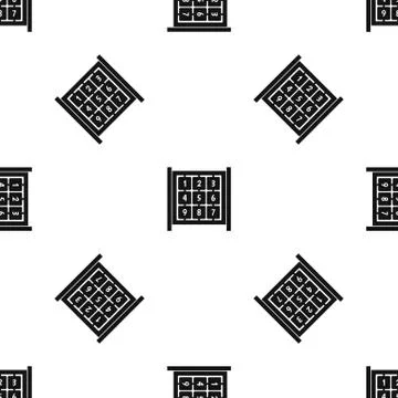 Cubes with numbers on playground pattern seamless black Illustrazione stock