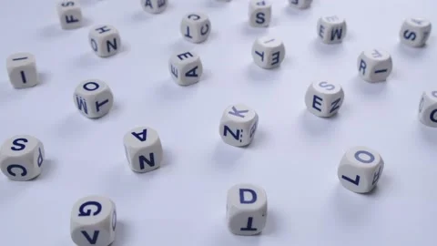 Cubes or blocks word with letters randomly on a white background Stock Footage 219010175