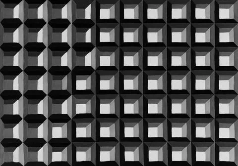 Cubes pattern mesh texture illustration. Hand drawn painting optical illusion Stock Illustration