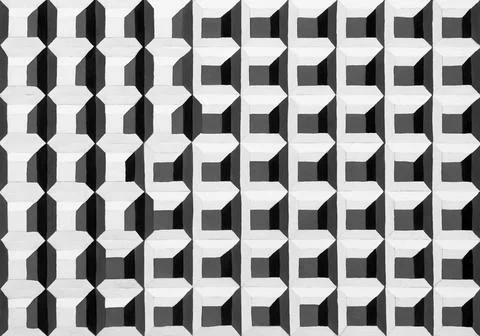 Cubes pattern mesh texture illustration. Hand drawn painting optical illusion Stock Illustration