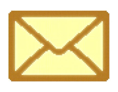 Cubes pixel image of closed yellow mail envelope Ilustração Stock