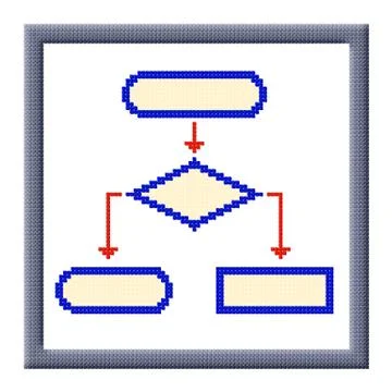 Cubes pixel image of flowchart icon in frame Illustrazione stock