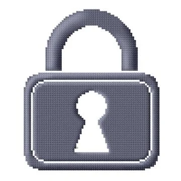 Cubes pixel image of gray padlock Stock Illustration
