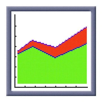 Cubes pixel image of growing area chart icon Stock Illustration