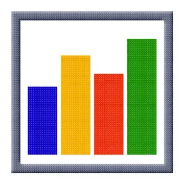 Cubes pixel image of growing bar chart icon Stock Illustration
