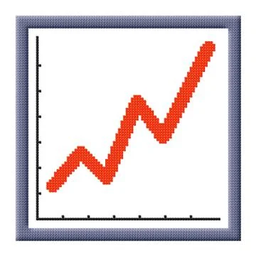 Cubes pixel image of growing business graph icon Stock Illustration