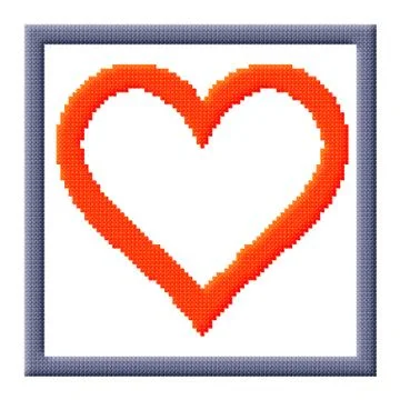 Cubes pixel image of heart in gray frame Stock Illustration