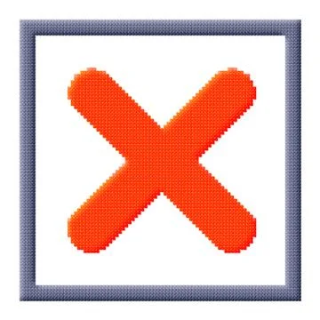 Cubes pixel image of red cross mark in gray frame Stock Illustration