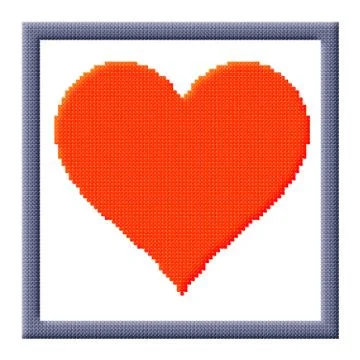 Cubes pixel image of red heart in gray frame Stock Illustration