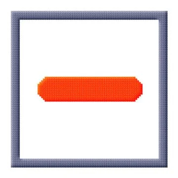 Cubes pixel image of red minus sign in gray frame Stock Illustration