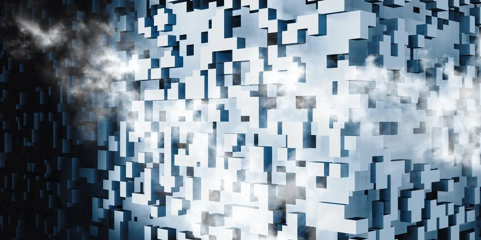 Cubes pixels Rubik's cube isometric abstract geometric Digital data concept c Stock Illustration