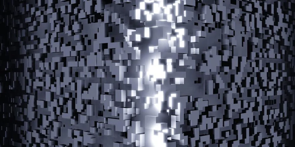 Cubes pixels Rubik's cube isometric abstract geometric Digital data concept c Stock Illustration