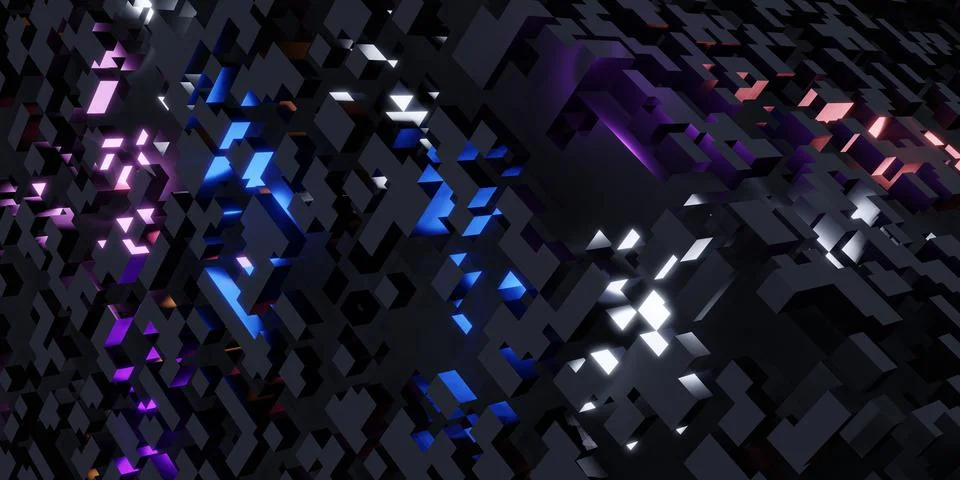Cubes pixels Rubik's cube isometric abstract geometric Digital data concept c Stock Illustration