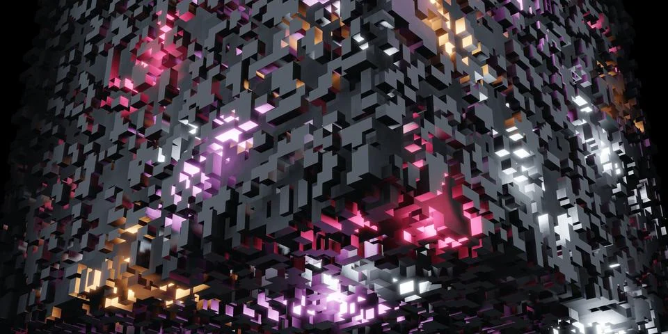 Cubes pixels Rubik's cube isometric abstract geometric Digital data concept.. Illustrazione stock