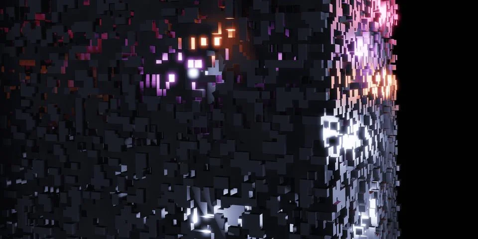 Cubes pixels Rubik's cube isometric abstract geometric Digital data concept.. 스톡 일러스트