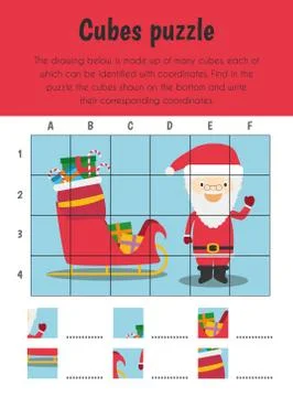 Cubes puzzle Educational Sheet. Primary module for Spacial Understanding. 5-6 Illustrazione stock